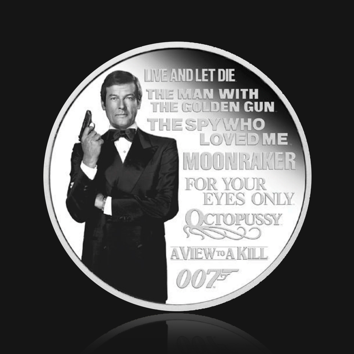James Bond Roger Moore 1 Unze Silbermünze in Proof-Form – nummerierte Ausgabe – von der Perth Mint
