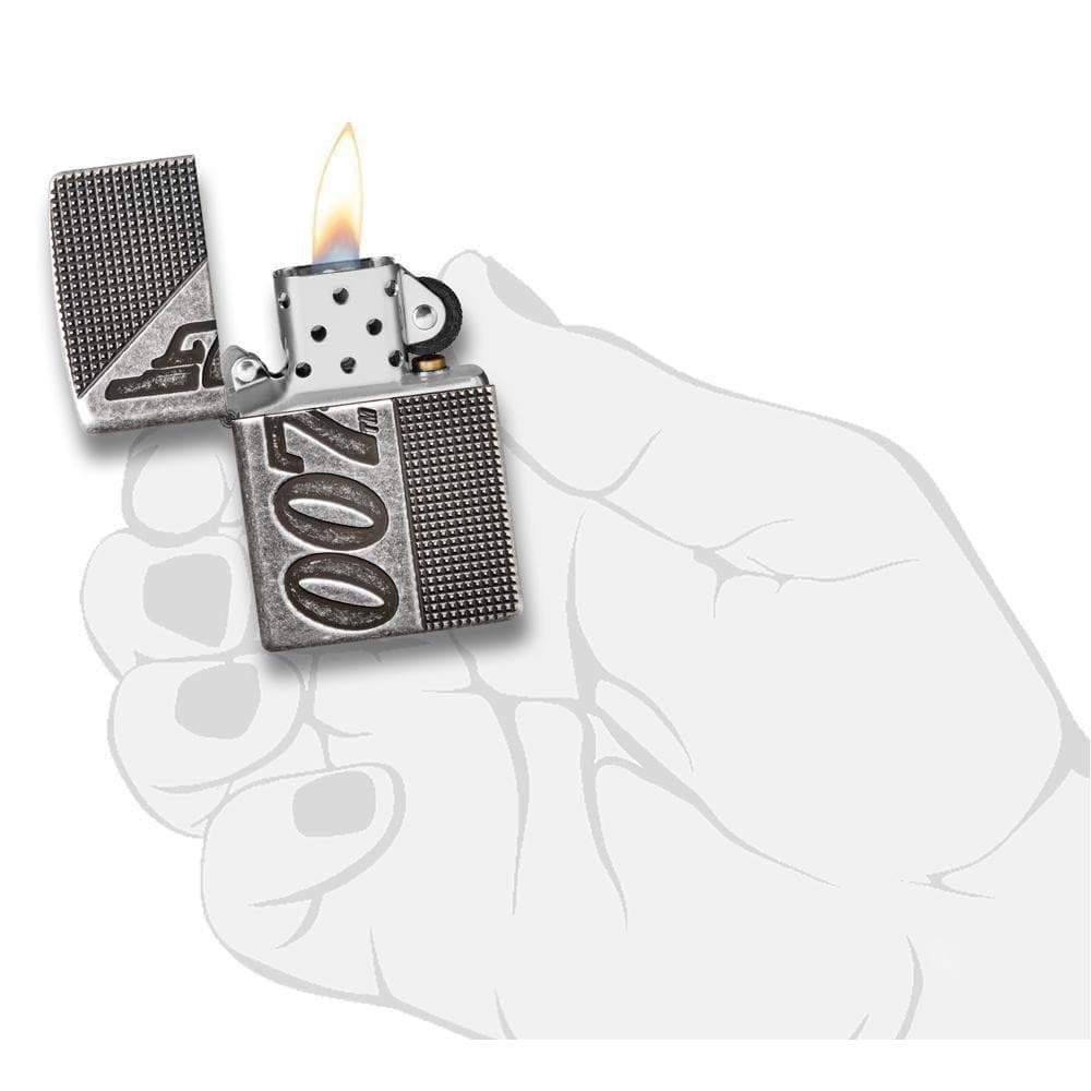 James Bond 007 Zippo Lighter - Antiqued Silver-plate Armor Case Flammable Lighter Zippo 