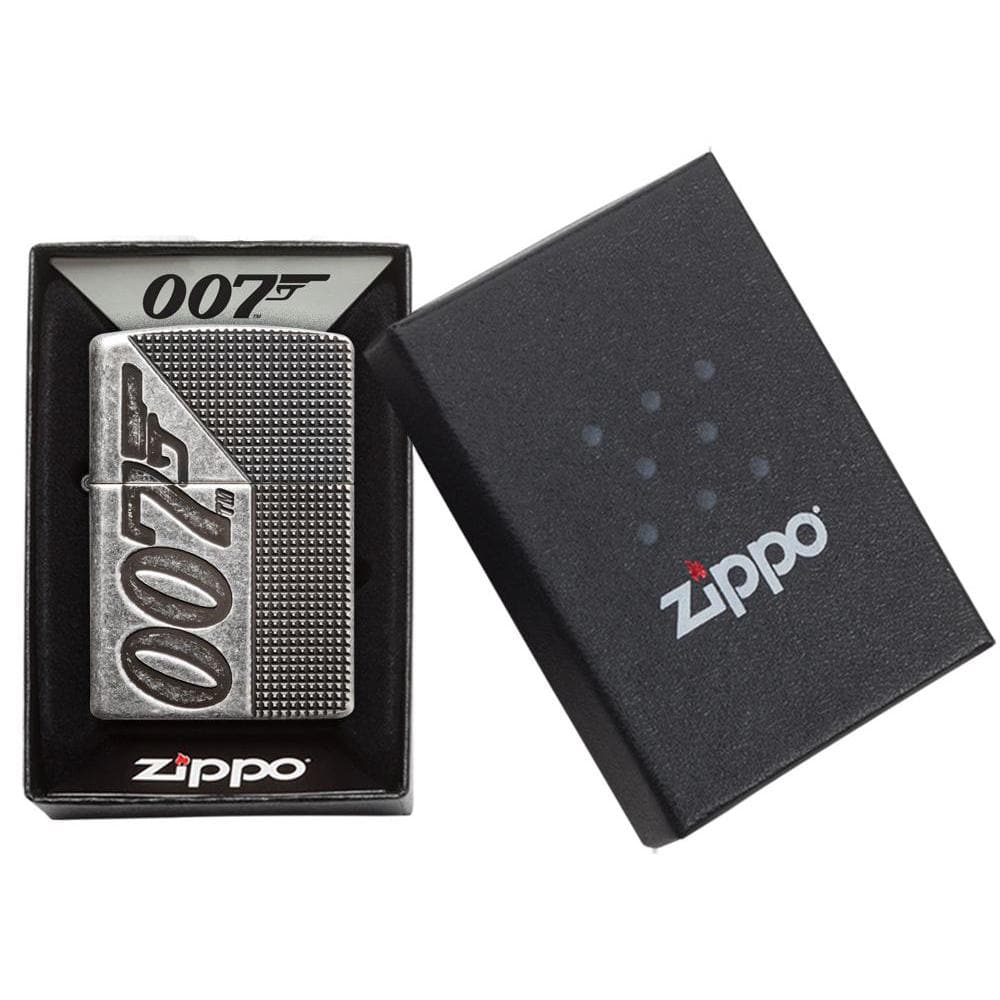 James Bond 007 Zippo Lighter - Antiqued Silver-plate Armor Case Flammable Lighter Zippo 
