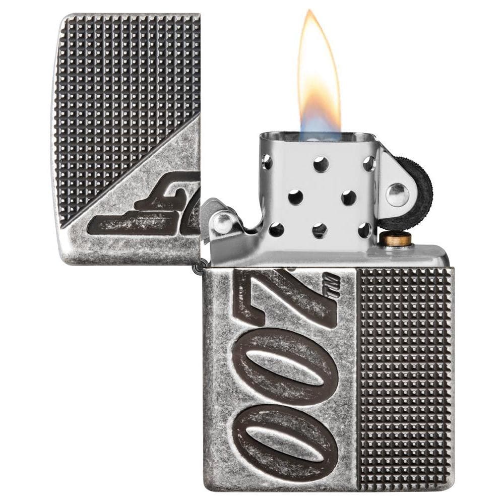 James Bond 007 Zippo Lighter - Antiqued Silver-plate Armor Case Flammable Lighter Zippo 