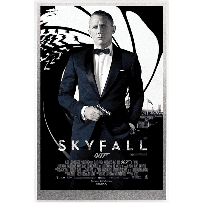 James Bond Poster 5g Silver Foil - Skyfall - By The Perth Mint Coins PERTH MINT 